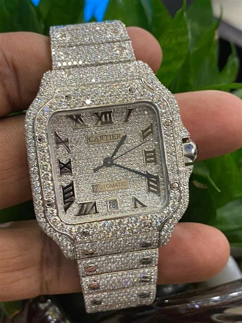 cartier watch diamond mens|cartier diamond watch men's gold.